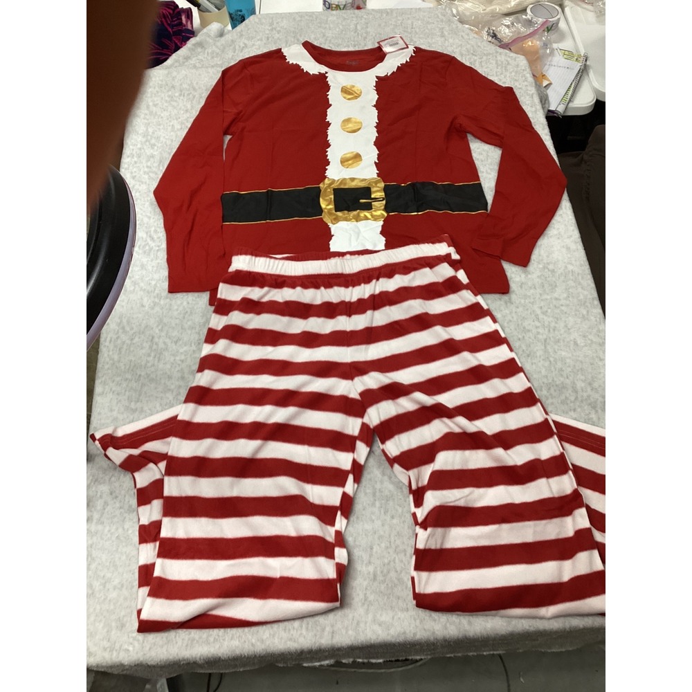 Wondershop Santa Pajama Set Womens Large Red White Striped 536350 New